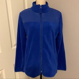 TALBOTS Quilted Mock Neck Zip Front Fleece Jacket